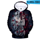 Skull Hoodie Men's Boy Hoody Ms. Girl Sweatshirt Full Print 3D Fire and Skull Hip Hop Street Wearing Pullover Hoodies Top