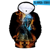 Skull Hoodie Men's Boy Hoody Ms. Girl Sweatshirt Full Print 3D Fire and Skull Hip Hop Street Wearing Pullover Hoodies Top