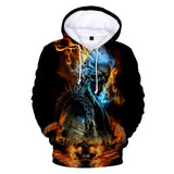 Fashion Men's Hoodies Boy Street Wear Sweatshirt Ladies Casual 3d Hooded Fire and Skull Hip Hop Girl Pullover