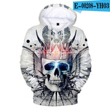 Fashion Men's Hoodies Boy Street Wear Sweatshirt Ladies Casual 3d Hooded Fire and Skull Hip Hop Girl Pullover