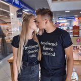 New Wedding Gifts Couple Clothes Short Sleeve T shirt Husband Wife Letter Print Funny Lovely Clothes Matching Valentine Top