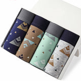 4Pcs/Lot Men's Panties Boxer Print Underwear Cotton Shorts For Male Couple Sexy Set Calecon Large Size Underpants L-5XL