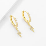 SIPENGJEL Fashion Zircon Pendant Hoop Earrings Geometric Cross Star Moon Drop Earrings For Women Jewelry aretes pendiente