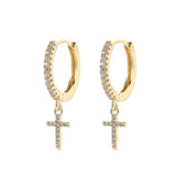 SIPENGJEL Fashion Zircon Pendant Hoop Earrings Geometric Cross Star Moon Drop Earrings For Women Jewelry aretes pendiente