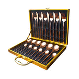 24pcs Gold Dinnerware Set Stainless Steel Tableware Set Knife Fork Spoon Luxury Cutlery Set Gift Box Flatware Dishwasher Safe